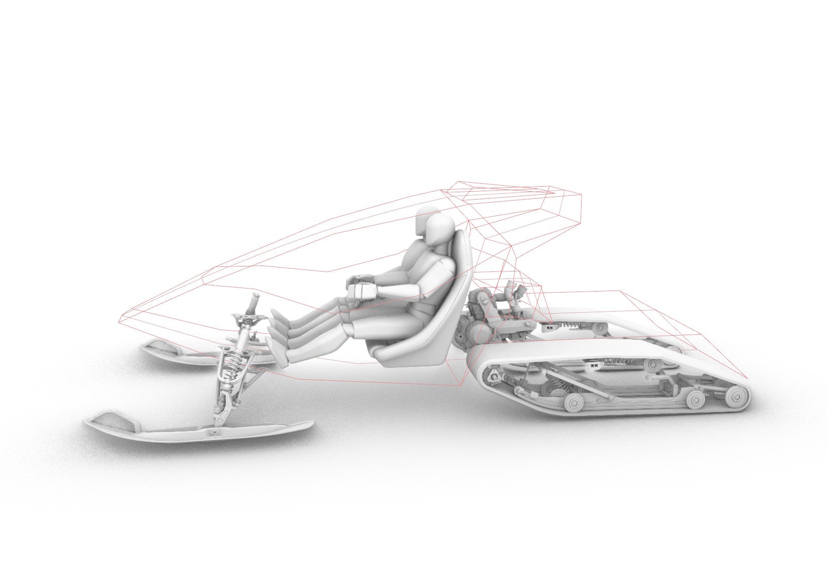Компоновочный эскиз закрытого снегохода Newtone Snowmobile